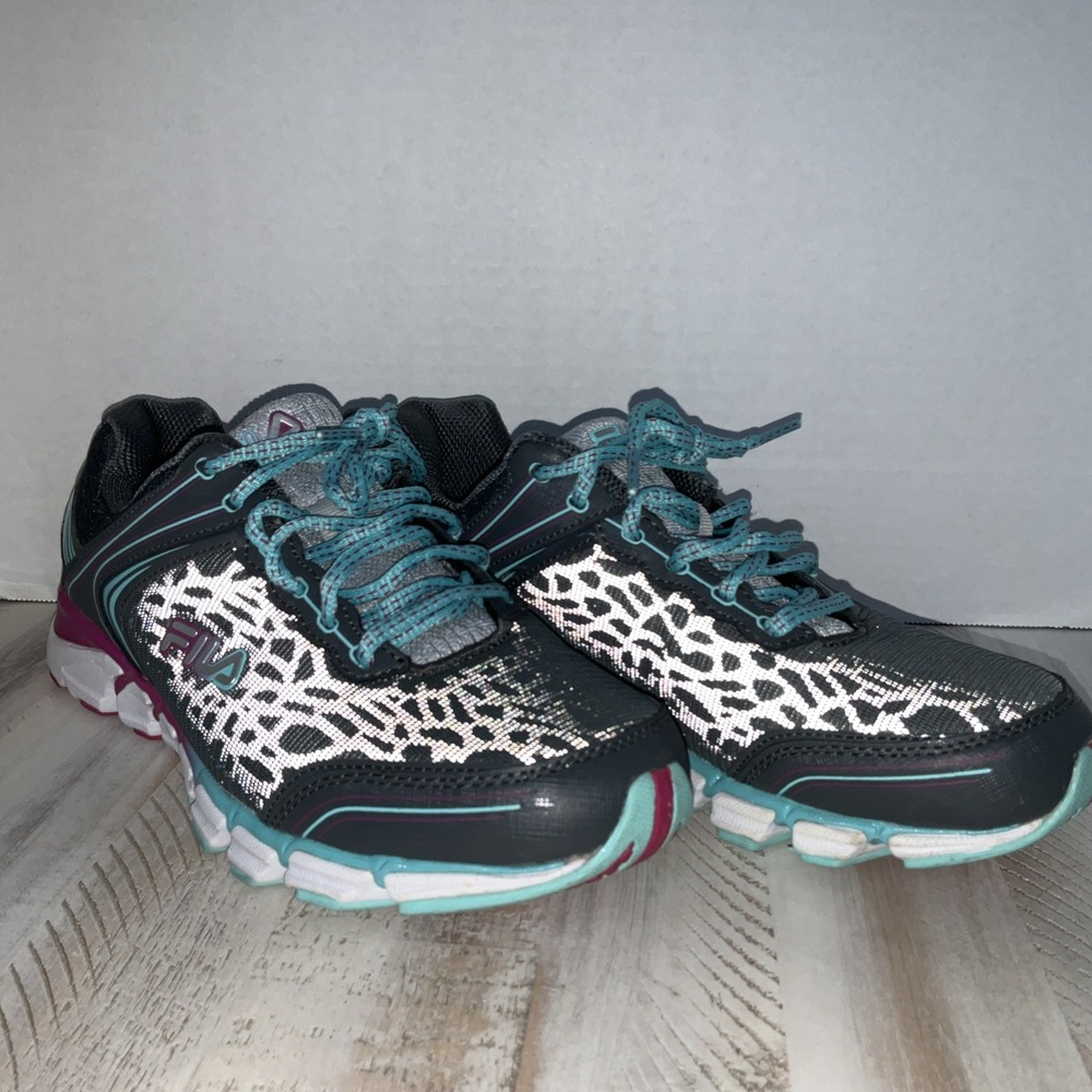 Fila Cool Max Memory Foam Sneakers Women’s Running Shoes Gray Pink Teal Sz 9.5